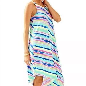 Lilly Pulitzer Asymmetrical Multi Ceviche Stripe Diagonal Magnolia Midi Dress XL